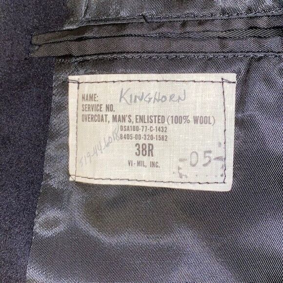 US Military Navy Black 38R Wool Peacoat Men 100% Wool Overcoat USN Enlisted - Picture 3 of 5